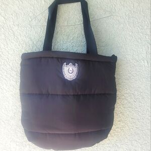 Victoria Secret Pink Black Puffer Tote Bag with Zip Closure